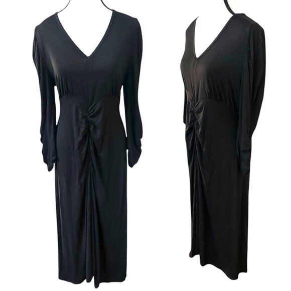 NEW WITH TAGS RUTI BLACK JERSEY RUCHED DRESS SZ. M/L NWT $279 - Picture 2 of 3